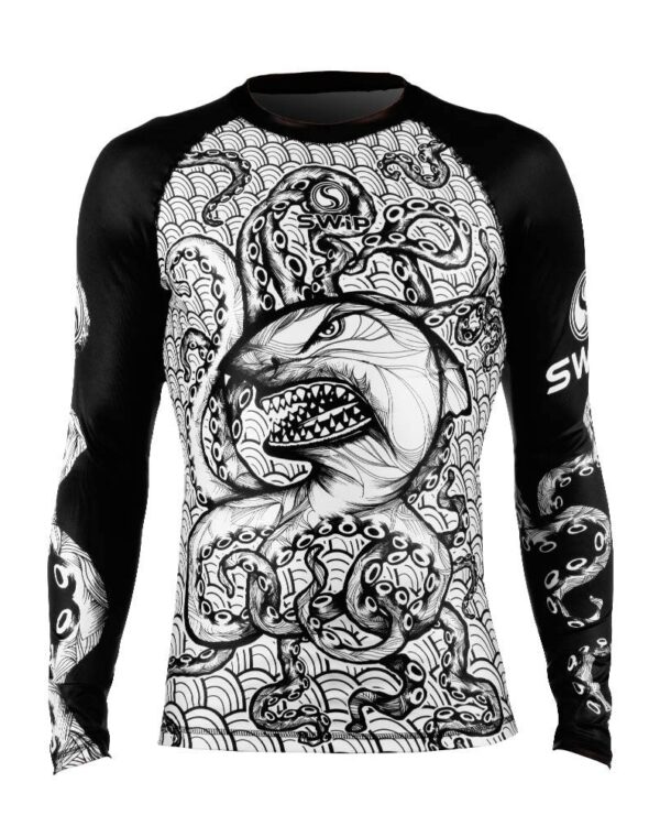 OCTARK LONG BLACK/WHITE Rashguard uomo