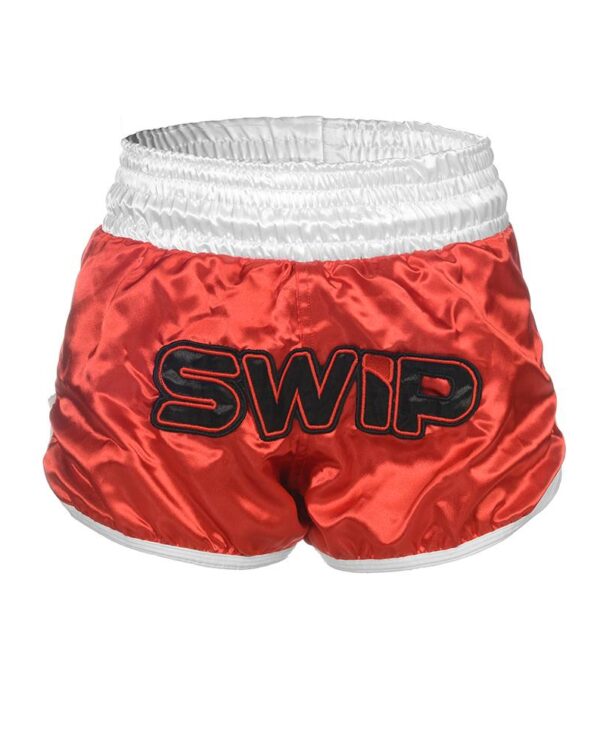 SWIP MUAY THAI EXTRA SHORT WHITE/RED  pantaloncini muay thai